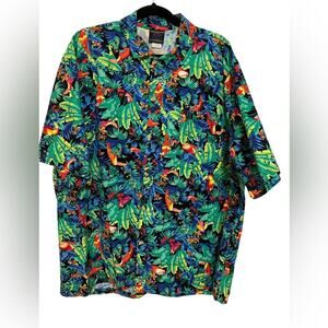 Vivid Tropical Shirt Lightweight Fabric Collared Neckline XL